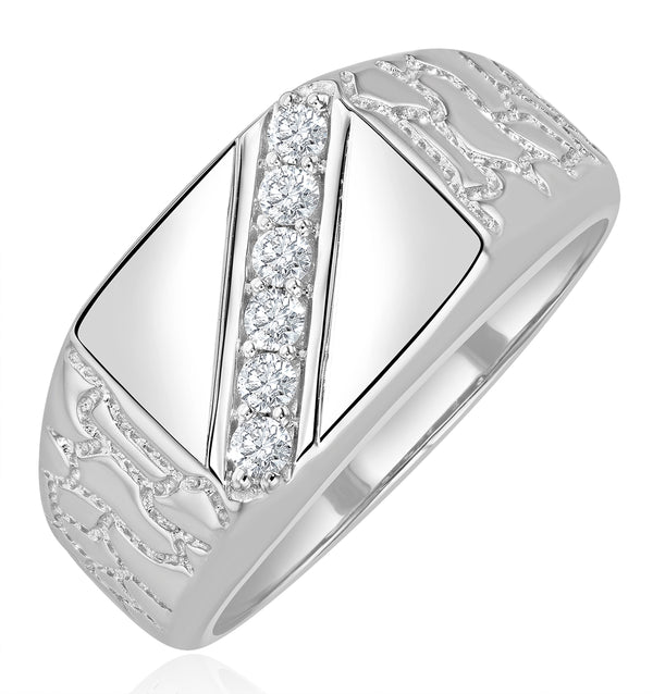 Mens Lab Diamond Signet Ring 0.25ct H/Si in Sterling Silver